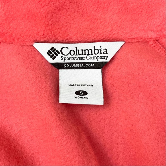 SOLD! Columbia June Lake Sweater Pink Salmon Full Zip Mock Neck Sweater Small - Picture 10 of 11